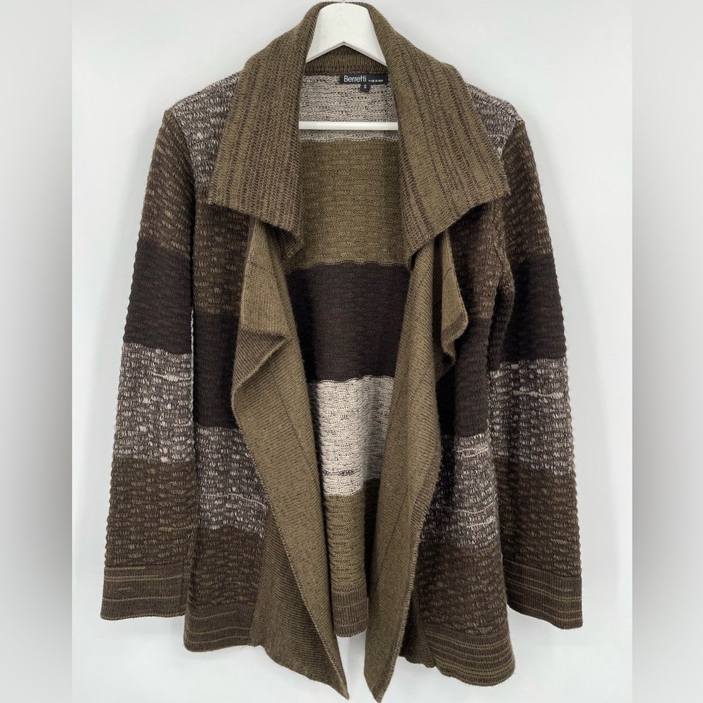 Berretti Cardigan Sweater Open Front Wool Cardigan Shawl Collar Made In Italy
